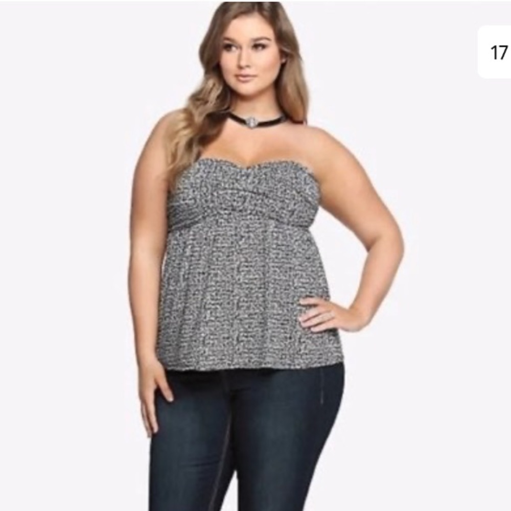 Black and white spatter tube top